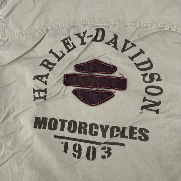 Men's Harley Davidson Cycles Short Sleeve Casual Button Up Mechanic Shirt sz 2XL - Picture 2 of 7